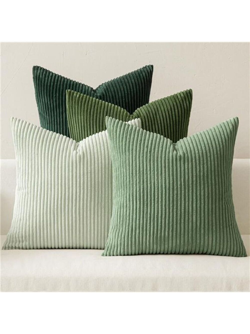 Boho Sage Green Corduroy Throw Pillow Covers Set 18x18 Farmhouse Decor Couch